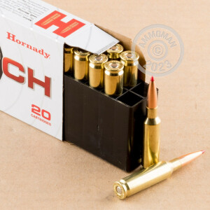 Image detailing the brass case on the Hornady ammunition.