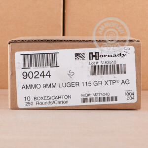 Image of the 9MM LUGER HORNADY AMERICAN GUNNER 115 GRAIN JHP (25 ROUNDS) available at AmmoMan.com.