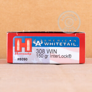 Photograph showing detail of 308 WIN HORNADY AMERICAN WHITETAIL 150 GRAIN INTERLOCK SP (200 ROUNDS)