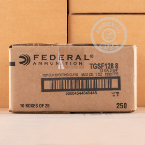 Image of the 12 GAUGE FEDERAL TOP GUN 2-3/4" 1 OZ. #8 SHOT (250 ROUNDS) available at AmmoMan.com.