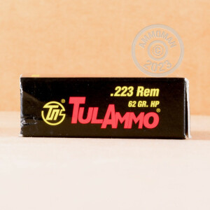 Image of 223 Remington ammo by Tula Cartridge Works that's ideal for hunting varmint sized game, training at the range.