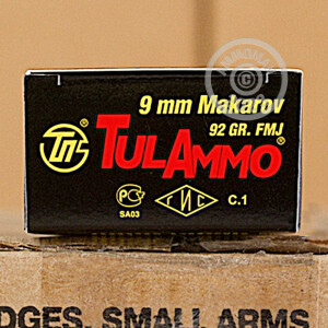 Photo detailing the 9MM MAKAROV TULA 92 GRAIN FMJ (50 ROUNDS) for sale at AmmoMan.com.