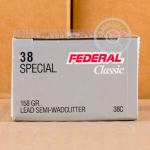 Photograph showing detail of 38 SPECIAL FEDERAL WADCUTTER 158 GRAIN SWC (50 ROUNDS)