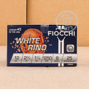 Photograph showing detail of 12 GAUGE FIOCCHI WHITE RINO 2-3/4" #8 SHOT (25 ROUNDS)