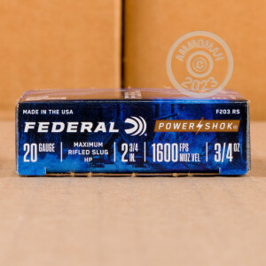 Image of the 20 GAUGE FEDERAL POWER-SHOK 2-3/4" HP RIFLED SLUG (5 ROUNDS) available at AmmoMan.com.