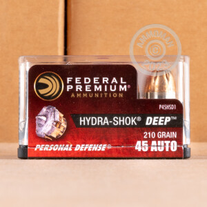 Image of the 45 ACP FEDERAL HYDRA-SHOK DEEP 210 GRAIN JHP (20 ROUNDS) available at AmmoMan.com.