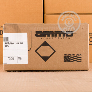 Image of 9mm Luger ammo by Ammo Incorporated that's ideal for shooting indoors, training at the range.