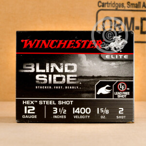 Image of 12 GAUGE WINCHESTER ELITE BLIND SIDE 3-1/2" 1-5/8 OZ #2 HEX STEEL SHOT (25 ROUNDS)