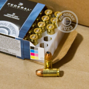Photo detailing the 9MM FEDERAL PERSONAL DEFENSE 115 GRAIN JACKETED HOLLOW POINT (20 ROUNDS) for sale at AmmoMan.com.