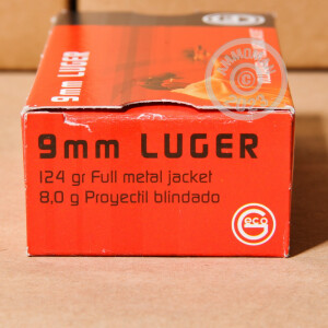 Photo detailing the 9MM 124 GRAIN FULL METAL JACKET GECO MADE IN SWITZERLAND (50 ROUNDS) for sale at AmmoMan.com.