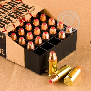 Photograph showing detail of 9MM LUGER HORNADY CRITICAL DEFENSE 115 GRAIN FTX JHP (250 ROUNDS)