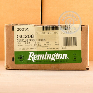 Image of the 20 GAUGE REMINGTON GUN CLUB 2-3/4" LEAD SHOT 7/8 OZ #8 (25 ROUNDS) available at AmmoMan.com.