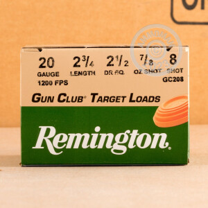 Image of 20 GAUGE REMINGTON GUN CLUB 2-3/4" LEAD SHOT 7/8 OZ #8 (25 ROUNDS)