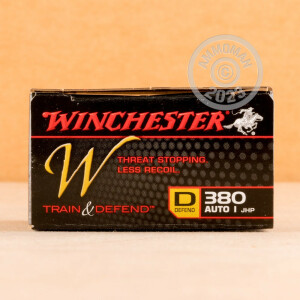 Photo detailing the 380 ACP WINCHESTER W TRAIN AND DEFEND 95 GRAIN JHP (200 ROUNDS) for sale at AmmoMan.com.