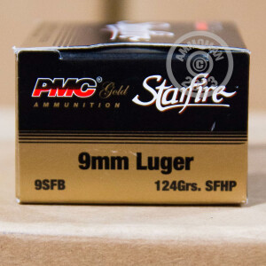 Image of the 9MM LUGER PMC STARFIRE 124 GRAIN JHP (20 ROUNDS) available at AmmoMan.com.