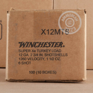 Image of the 12 GAUGE WINCHESTER SUPER-X TURKEY 2-3/4" 1-1/2 OZ. #6 SHOT (100 ROUNDS) available at AmmoMan.com.