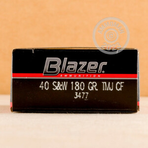 Image of .40 Smith & Wesson ammo by Blazer that's ideal for shooting indoors, training at the range.