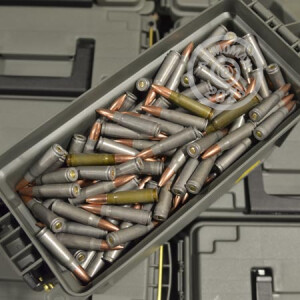 A photo of a box of Mixed ammo in 7.62 x 39 that's often used for training at the range.