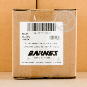 Image of Barnes 223 Remington rifle ammunition.
