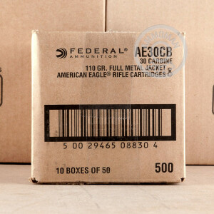 Image of the 30 CARBINE FEDERAL AMERICAN EAGLE 110 GRAIN FMJ (500 ROUNDS) available at AmmoMan.com.