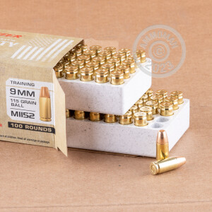 Photo detailing the 9MM WINCHESTER ACTIVE DUTY 115 GRAIN FMJ M1152 (500 ROUNDS) for sale at AmmoMan.com.