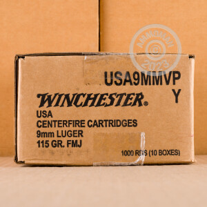 Image of the 9MM LUGER WINCHESTER VALUE PACK 115 GRAIN FMJ (100 ROUNDS) available at AmmoMan.com.