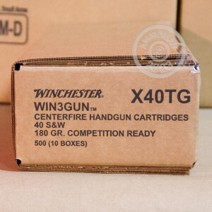 Photo detailing the .40 S&W WINCHESTER WIN3GUN 180 GRAIN FMJ (50 ROUNDS) for sale at AmmoMan.com.