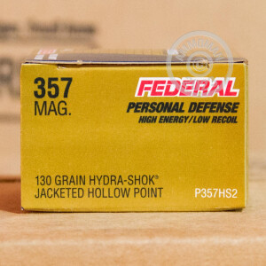 Image of the 357 MAGNUM FEDERAL HYDRA-SHOK 130 GRAIN JHP (20 ROUNDS) available at AmmoMan.com.