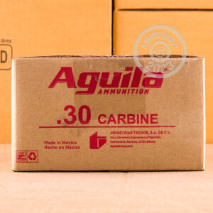 A photo of a box of Aguila ammo in .30 Carbine.