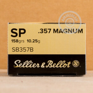 Image of the 357 MAGNUM SELLIER & BELLOT 158 GRAIN SP (50 ROUNDS) available at AmmoMan.com.