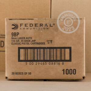Image of the 9MM LUGER FEDERAL CLASSIC 115 GRAIN JHP (50 ROUNDS) available at AmmoMan.com.