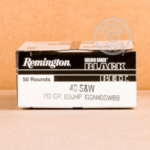 Photo detailing the REMINGTON GOLDEN SABER BLACK BELT 180 JHP (50 ROUNDS) for sale at AmmoMan.com.