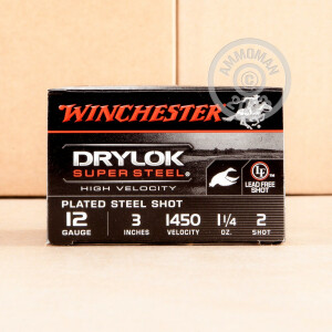 Image of 12 GAUGE WINCHESTER DRYLOK SUPER STEEL 3" 1-1/4 OZ. #2 PLATED STEEL SHOT (25 ROUNDS)