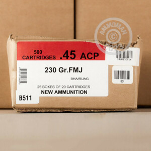 Image of the 45 ACP BLACK HILLS 230 GRAIN FMJ (20 ROUNDS) available at AmmoMan.com.