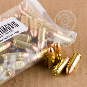 A photograph detailing the 9mm Luger ammo with Unknown bullets made by Mixed.