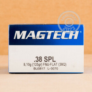 Photo detailing the 38 SPECIAL MAGTECH 125 GRAIN FMC FLAT (1000 ROUNDS) for sale at AmmoMan.com.
