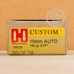 Image of the 10mm HORNADY 180 GRAIN XTP JHP AMMO (20 ROUNDS) available at AmmoMan.com.