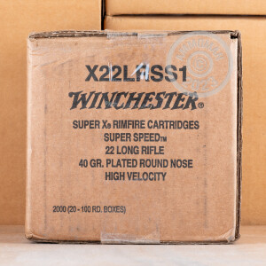 Photograph showing detail of 22 LR WINCHESTER SUPER-X 40 GRAIN CPRN (100 ROUNDS)