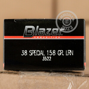 Image of 38 Special ammo by Blazer that's ideal for training at the range.