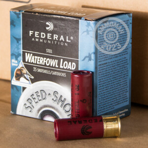 Photo detailing the 12 GAUGE FEDERAL STEEL SHOT WATERFOWL 2-3/4" #6 SHOT (25 ROUNDS) for sale at AmmoMan.com.