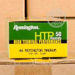 Photo detailing the 44 MAGNUM REMINGTON HTP 240 GRAIN SJHP (50 ROUNDS) for sale at AmmoMan.com.
