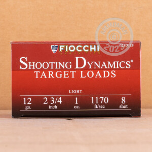 Image of 12 GAUGE FIOCCHI TARGET SHOOTING DYNAMICS 2-3/4“ 1 OZ. #8 SHOT (250 ROUNDS)