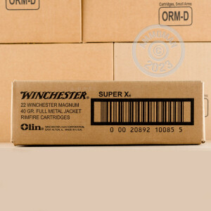 Photograph showing detail of 22 WMR WINCHESTER SUPER-X 40 GRAIN FMJ (50 ROUNDS)