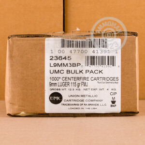 Image of the 9MM REMINGTON UMC 115 GRAIN FMJ (1000 ROUNDS) available at AmmoMan.com.