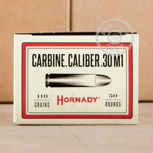 Photograph showing detail of 30 CARBINE HORNADY 110 GRAIN FMJ (50 ROUNDS)