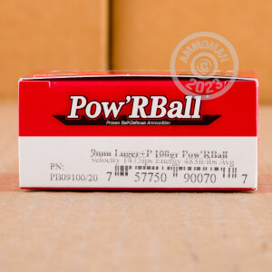 Photo detailing the 9MM LUGER +P CORBON GLASER 100 GRAIN POW'RBALL (20 ROUNDS) for sale at AmmoMan.com.