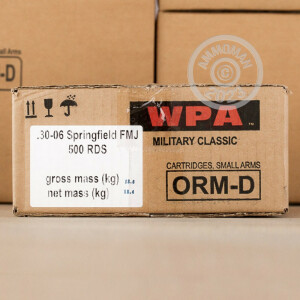 Photograph showing detail of 30-06 SPRINGFIELD WPA MILITARY CLASSIC 168 GRAIN FMJ (20 ROUNDS)
