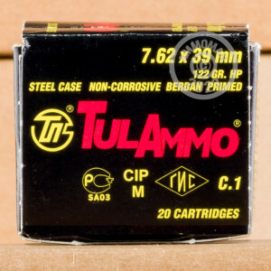 Photo detailing the 7.62X39MM TULA 122 GRAIN HOLLOW POINT #UL076205 (640 ROUNDS) for sale at AmmoMan.com.