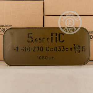 Photograph showing detail of 5.45X39 RUSSIAN FMJ 53 GRAIN (1080 ROUNDS)