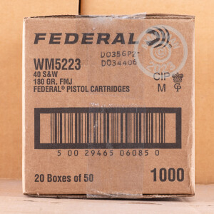 Photograph showing detail of 40 S&W FEDERAL CHAMPION 180 GRAIN FMJ (50 ROUNDS)